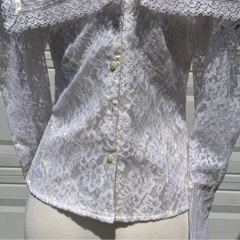 Gunne Sax White Lace Victorian Blouse - Picture 6 of 9